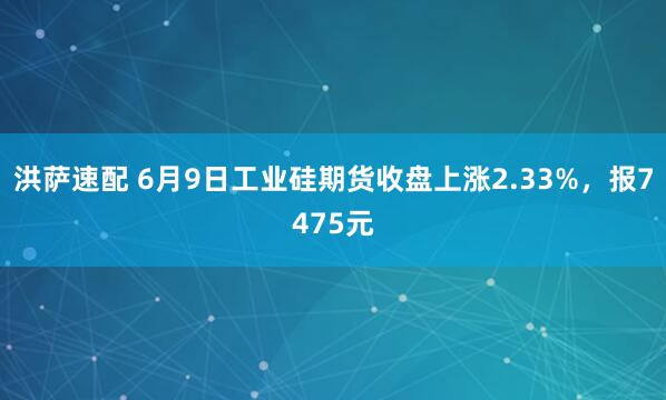 洪萨速配 6月9日工业硅期货收盘上涨2.33%，报7475元